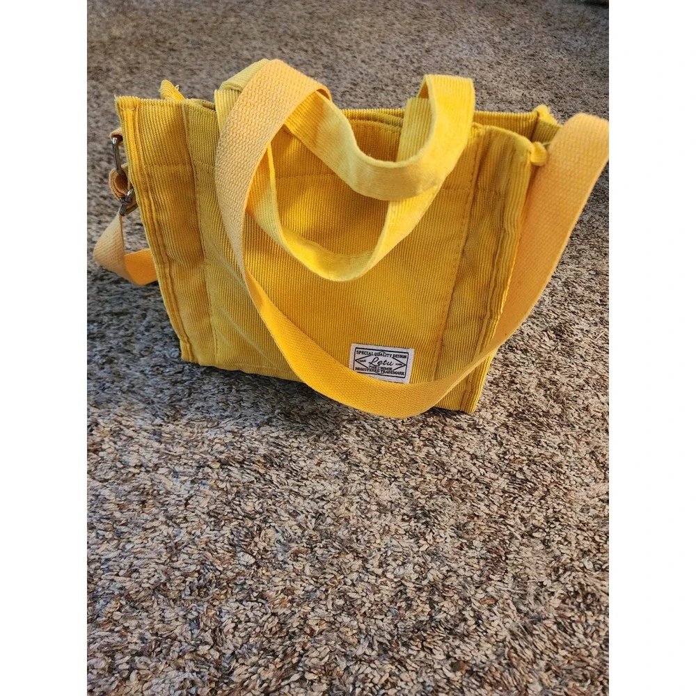 Letu The Crimie Yellow Corduroy Mini Tote Bag Crossbody Handbag